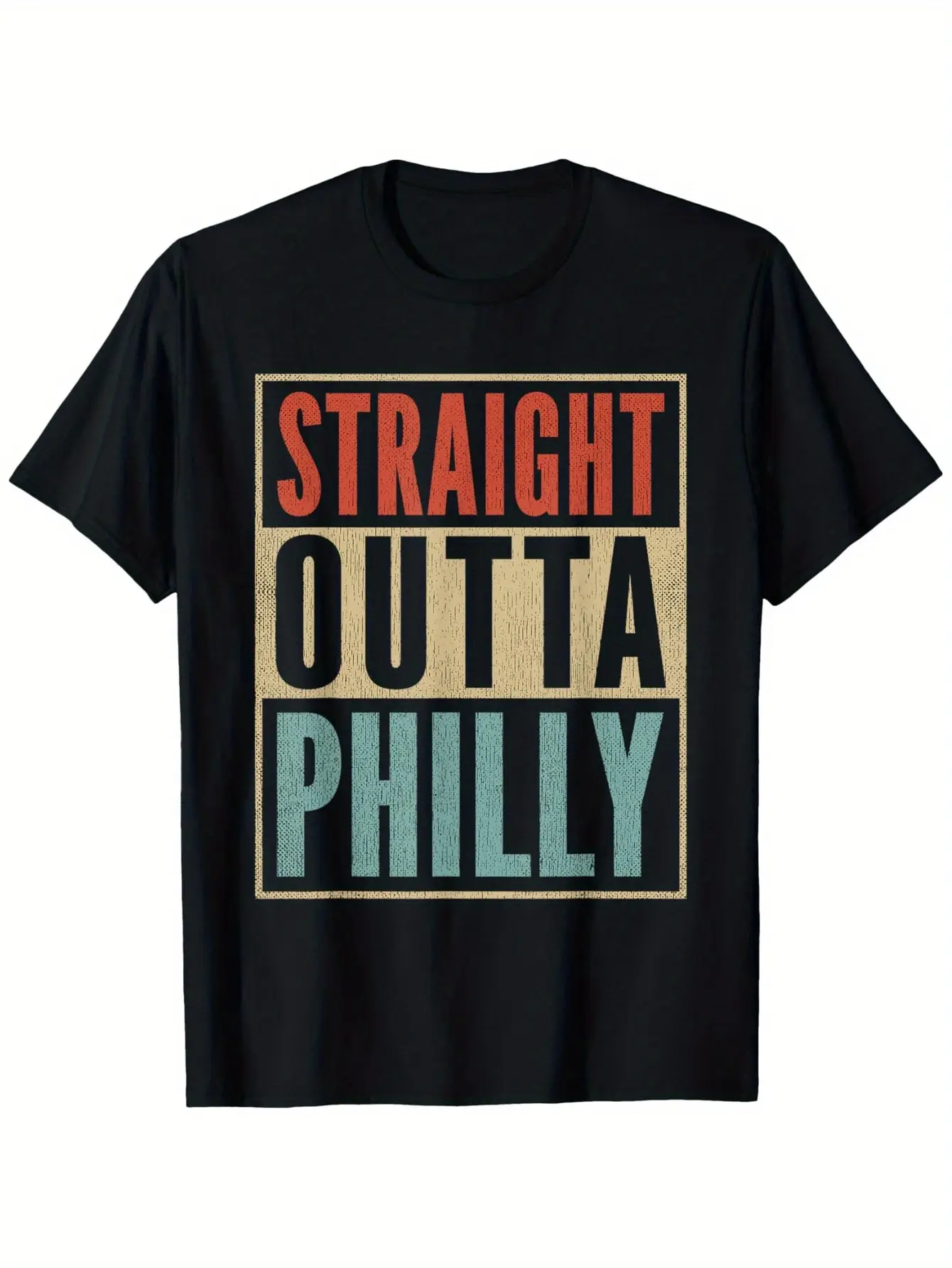 Retro Philadelphia Souvenir Straight Outta Philly T-Shirt for Men Women Prefect Holiday Gift Birthday Gifts for Mom Dad Men Women Friends Unisex Black Soft Fabric  Cotton Men'S T-Shirts