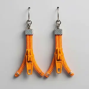 Zipper Earrings | Split Decision No. 3 - Orange