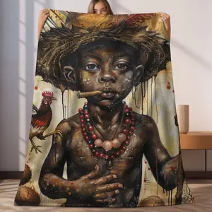 Lightweight Blanket - Elegua | Spiritual Gift | Regla De Ocha | Santeria | Orisha Gifts | Yoruba Art | African Deity | Flannel Blanket