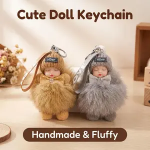 2-Pack Handmade Soft Doll Keychains, Cute Handmade Charms, Plush Pendants for Phones & Bags, Ideal Gift for Women - Perfect for Birthdays & Holidays, Handmade Charm