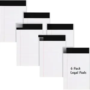 Small Note Pads 5x8 Legal Pads, Legal Ruled Writing Pad with Perforated Pages, White Paper Jr. Legal Note Pads for Work and Note-Taking, 30 Sheets Per Notepad, 6 Pack