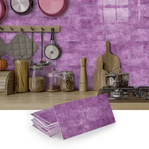 16/32/64PCS SJM 3D Vintage Pink Purple Tile Stickers Self-Adhesive PE Foam Waterproof Kitchen Bathroom Decor