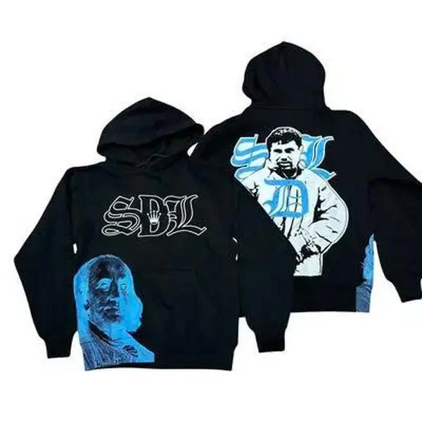 Men's S-DL Blue Black Hoodies, Streetwear Hip Hop Hoodie, Trendy For Outdoor Wear Daily Wear, Designer Clothing, Gift for him, Gift for her, Birthday's gift