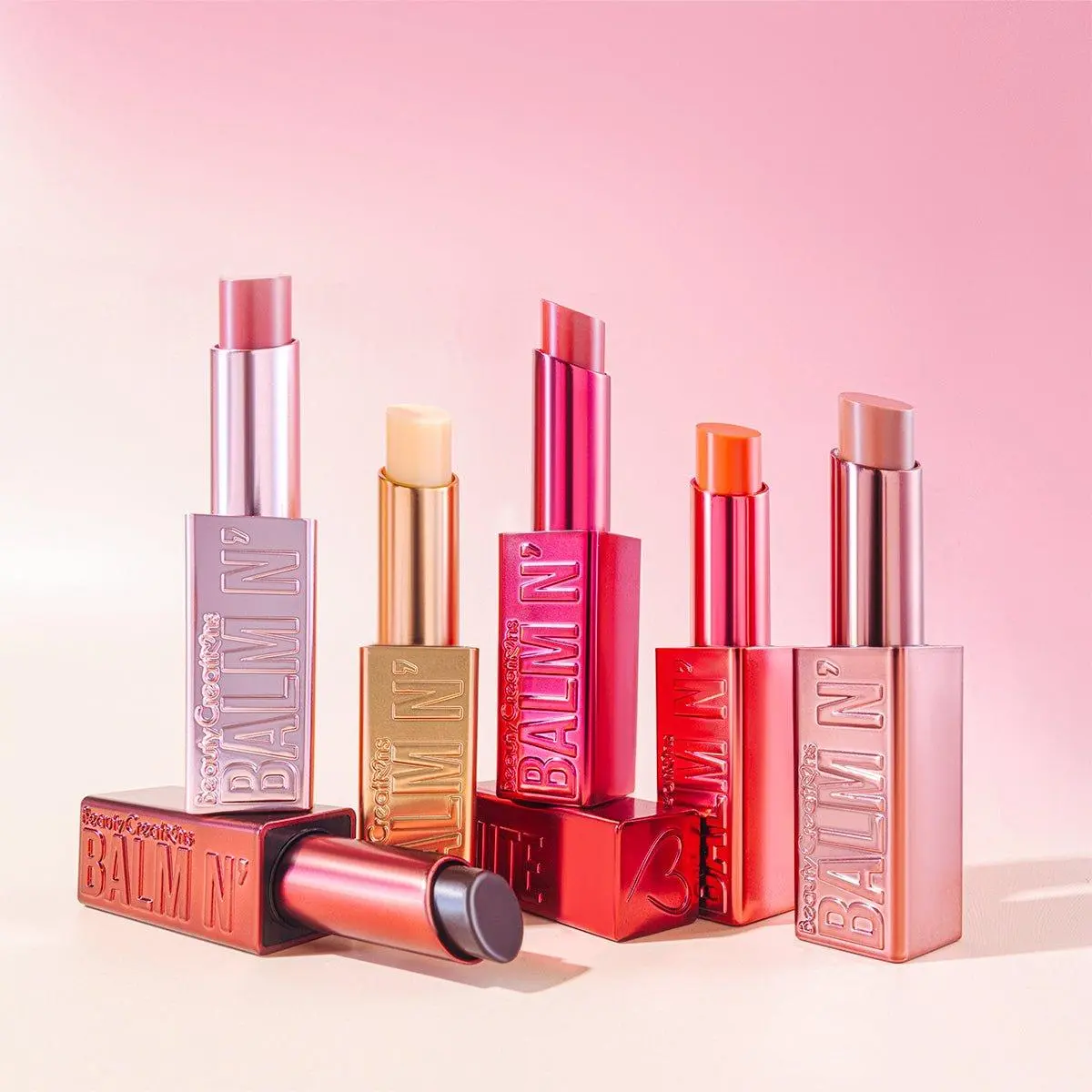 Beauty Creations Balm n Cute 6-Piece Tinted Lip Balm Set, Moisturizing & Scented with Fruit Punch, Raspberry & Vanilla, Limited Edition, None, Palmitoyl Tripeptide-38, Cherry, Coconut, Phenoxyethanol May Contain: Red Iron Oxide (Ci 77491), Rose, Neotame,,