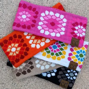 CC Multi-Color Flower Crochet Printed Pattern Head Wrap