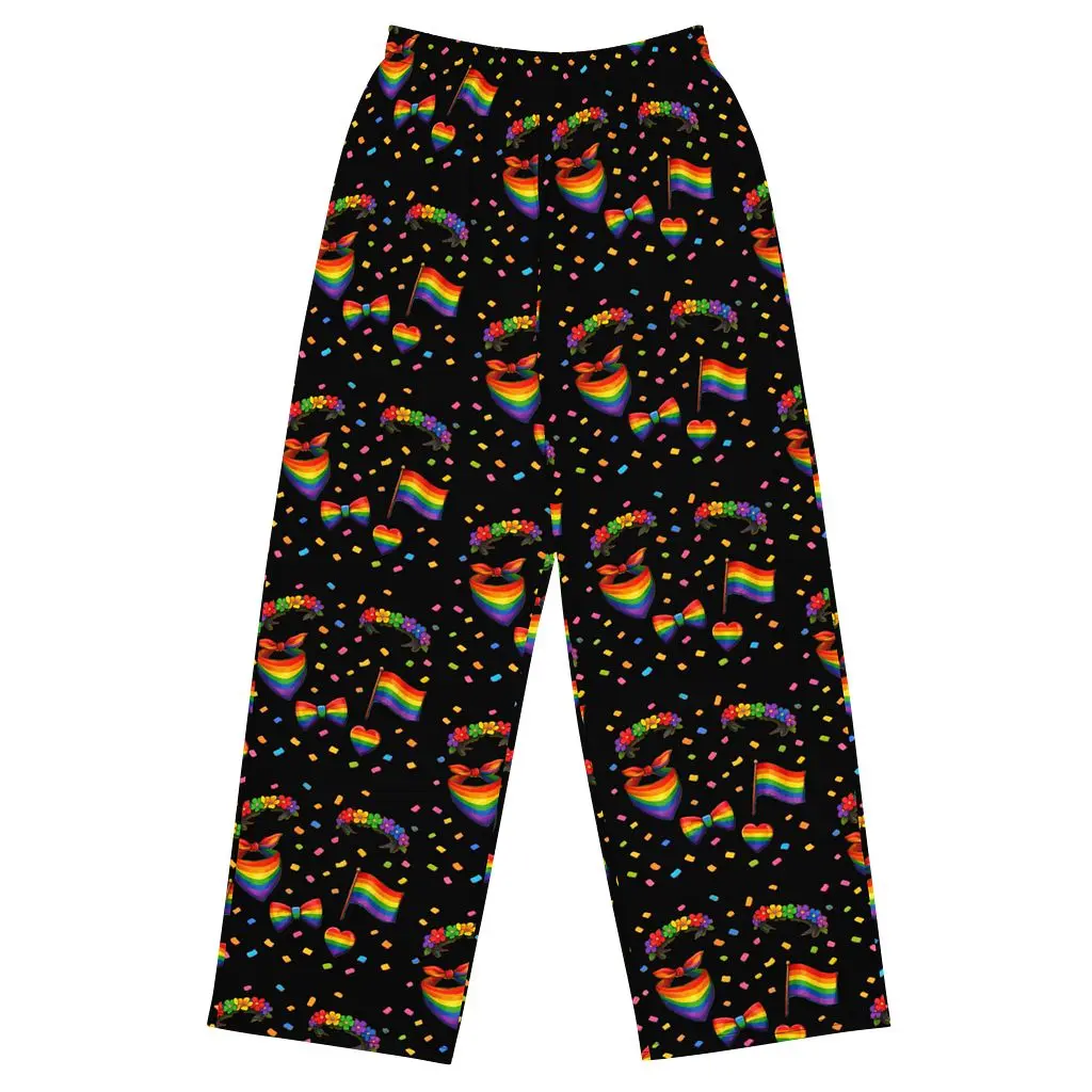 Women's Unisex Streetwear Cat Brigade Pride Wide-Leg Pants - All-Over Print, Premium Fabric
