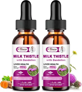 Alliwise Liver Health Support Liquid 2 Pack, 3‑Month Supply, 600mg Milk Thistle 80% Silymarin Extract & 250mg Dandelion Root Extract, Liver Cleanse Detox & Repair Fatty Liver Formula, Vegan, Non‑GMO and All‑Natural