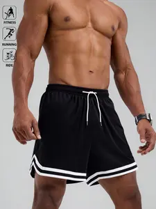 Men's Solid Color Contrast Binding Drawstring Waist Shorts, Regular Fit Casual Comfy Breathable Shorts for Summer, Men's Bottoms for Daily Wear
