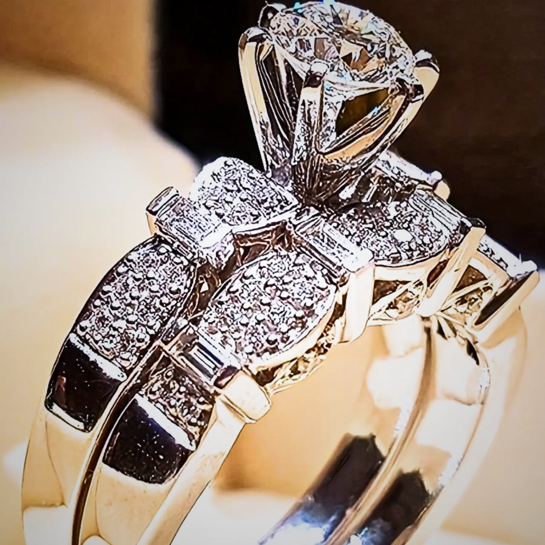 Luxury Round Cut CZ Ring Set for Women | 2PCS Wedding Band & Engagement Ring Jewelry
