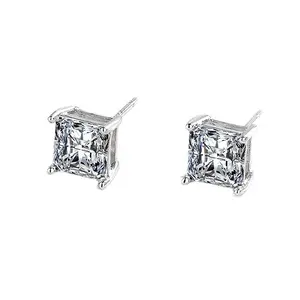 Four-Claw Princess-Cut Stud Earrings: Premium & Versatile 925 Sterling Silver Post, Unisex Design