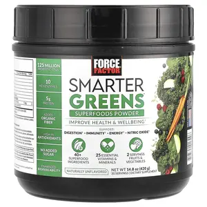 Force Factor Smarter Greens™, Superfood Powder, Unflavored, 14.8 oz (420 g)