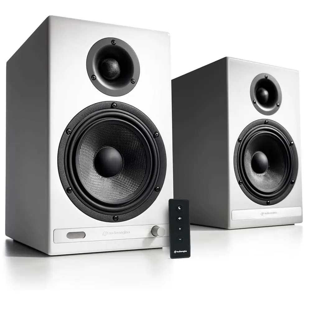 Audioengine HD6 Premium Wireless Bluetooth Bookshelf Speakers for Home Music & Theater - 150W Powerful Sound - Remote Control - Smartphone Connection