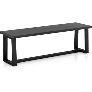 56.5" L Wood Dining Bench, Industrial Table Bench w Metal Frame, Adjustable Footpads, 440LBS Load Capacity, Farmhouse Bench for Kitchen, Dining, Living Room, Entryway (Black, Rectangular)