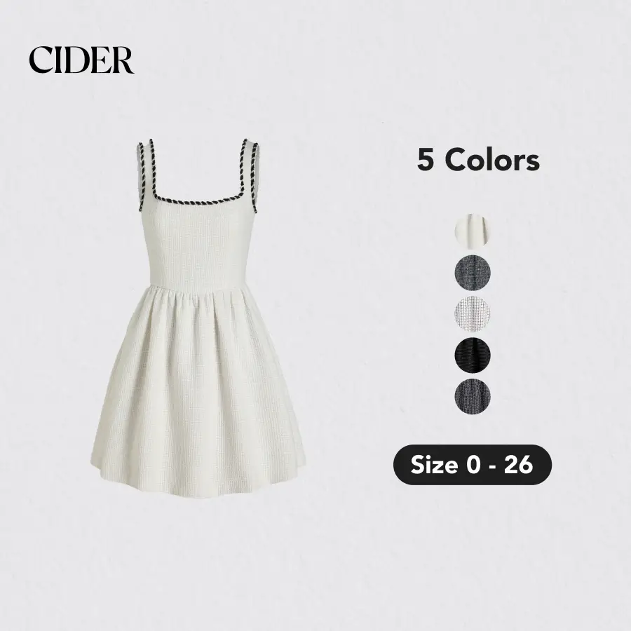 Cider Tweed U-Neck Mini Dress