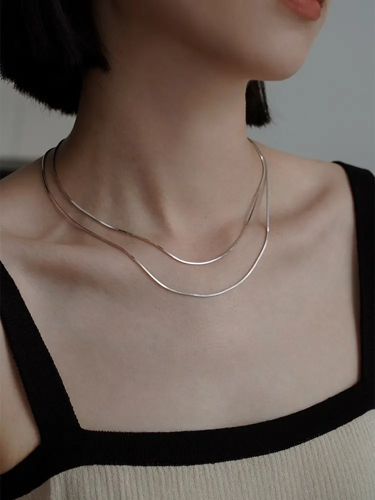 waterproof sparkling herringbone chain necklace，2 colors, multiple width and length options，Delicate Jewelry Accessory，Holiday Birthday Valentine's Day Girlfriend Women man Gift , Elegant All- match Classic Daily Wear，Christmas Minimalist Fashion necklace