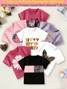 7Colors Available, Send One Random Piece, Cartoon Fashion Print, Spring and summer, casual wear, cute designs, trendy fashion, comfortable materials, durable, Fitted Graphic T-shirts, youthful, apparel