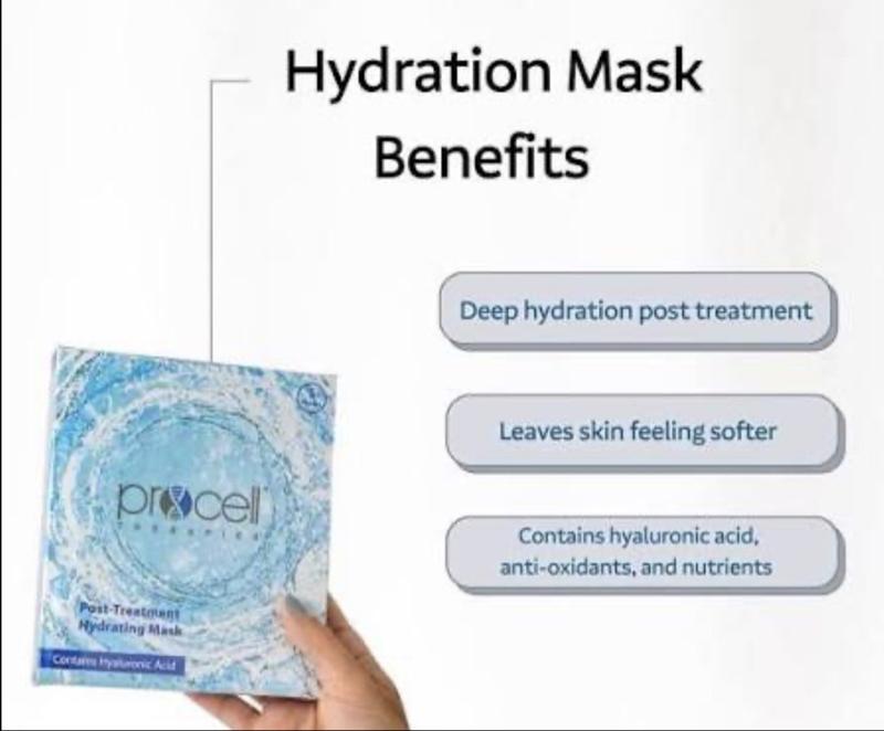 Procell Therapies Hyaluronic Acid 5 Facial Mask Mega Hydration for Post-Treatment Skin Repair Anti-Aging & Healing Ideal for Microchanneling Microdermabrasion Laser Microneedling
