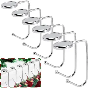 6 Pack Christmas Stocking Holders for Mantel, Zinc Alloy Metal Hooks for Fireplace Xmas Party Decoration (Silver) Mount Organiser