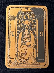 The High Priestess Tarot Card Engraved Patch Rider-Waite Tarot, Press on Adhesive Witchy Decal, Laser Engraved Custom Patch