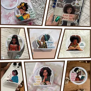 Black Girls Read Fantasy Phone Grip, Minding My Business Pop Socket For Kindle, Reading Lover Gift And Stylish Black Gifts