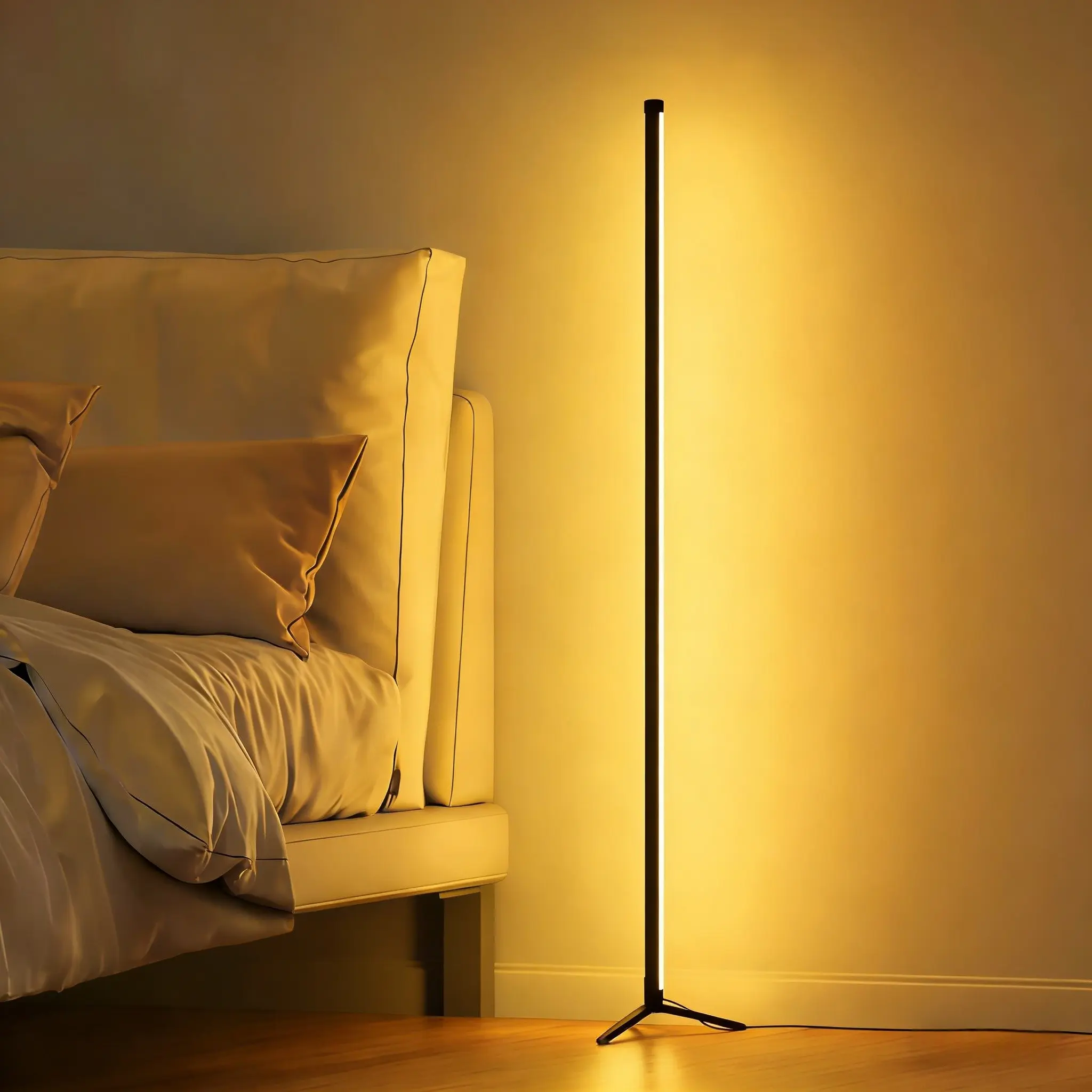Smart RGB LED Floor Lamp,39.37 Inch Tall,Modern Mood Lighting with Music Sync,USB Powered,Button Control,Adjustable Brightness & Color,Bedside Decorative Lamp,Led Lights Bedroom,Gaming and Study Decoration,Holiday and Birthday Gift