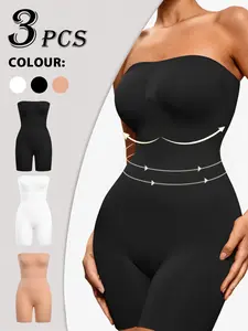 3-Pack High Elastic Bodysuit Shapewear Set, High Waisted Shapers for Tummy Control, Slimming, Butt Lifting, and Leg Shaping, Comfortable for Daily & Postpartum Wear