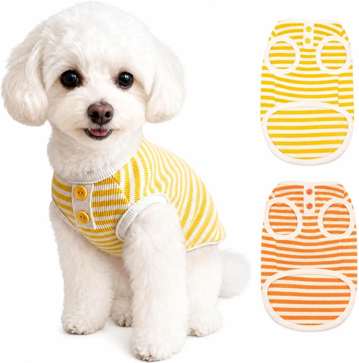 Pack Dog Clothes Shirts for Small Dogs & Cats, Puppy T-Shirts Striped Dog Shirts Soft Lightweight Outfits for Boy Girl Chihuahua XS