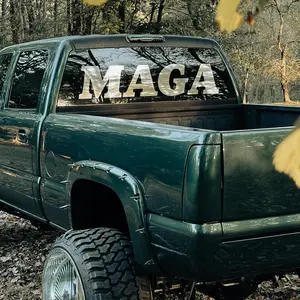 Huuge MAGA Sticker, (8 sizes) 2-Pack Options - Blue Collar Custom Decal Bumper Window Graphic Car Truck SUV yeti cooler
