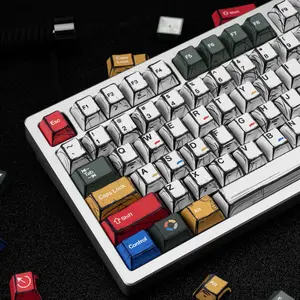 PBT Plastic Mixed Color Round Keycaps, Vibrant Print, MX Switch Compatible, 6.25U Space Bar, Fits 61/68/75/87/98/100/104/108 Keyboards, Computer Gaming Accessory, Boyfriend Gift