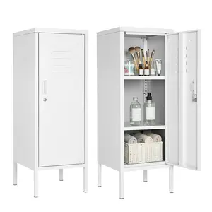 Lockable Metal Locker Cabinet 39''H, Steel Vertical File Cabinet w/ Adjustable Shelf, Ventilated Door, Tool Cabinet for Garage