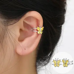 FindChic Butterfly Birthstone Cuff Earrings Studs Unique 12 Month Birthstones Cute Ear Cuffs Earrings Stunning Cubic Zirconia Birthstone Butterfly Jewelry For Women Girlfriend Birthday Anniversary Wedding Women's Day Mother's Day Christmas Holiday Gift