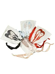 Dance Shoe Storage Bag, Blue Champagne Color, Dust-Proof Ballet Pointe Shoe Pouch, Satin Drawstring Bag, Dance Practice Gear