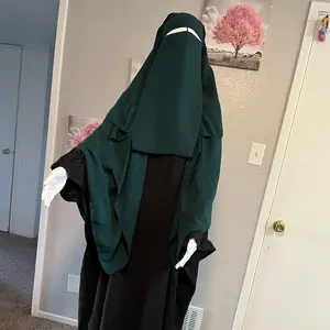 Three layers nose string niqab with beautiful batwing sleeve Arabian dress