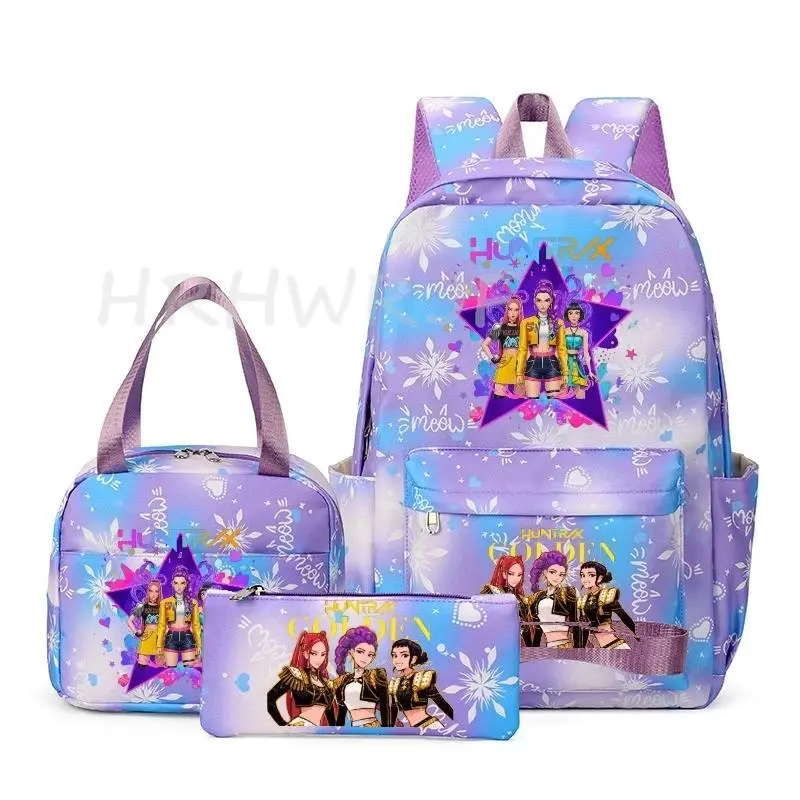 KPop Demon Hunter Backpack Snow Printe Teens Capacity Schoolbag With Shoulder Bag For Daily Use Girls Travel Casual Mochilas 3pc