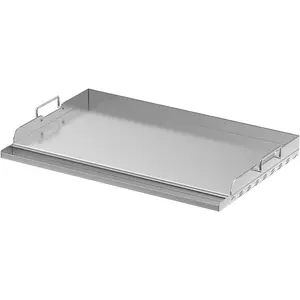 25"x16" Stainless Steel Griddle Plate for BBQ, Hibachi, Flat Top Grill with Even Heating,  , Foldable Handles, Ideal for Charcoal/Gas Grills, Camping, Tailgating, Outdoor Cooking