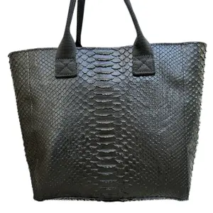 Faux Python Tote Bag Black