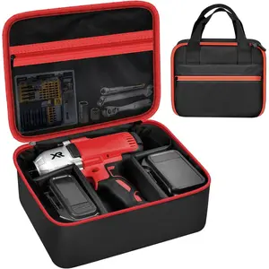 Impact Driver Case for DeWalt 20V MAX XR DCF900B DCF961B DCF891B DCF899B DCF900P1 Cordless Wrench Kit, Carrying Holder for Ryobi Impact Gun (Case Only) - Red Zipper