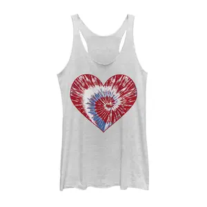 Women's Lost Gods Fourth of July  Tie-Dye Heart Racerback Tank Top