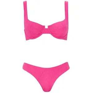 Laguna Bikini Shiny Ribbed Magenta Set