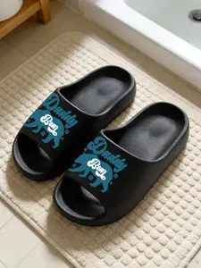 Daddy Bear Bear Silhouette Letter Print Coconut Sandals, Cloud-Feel Trendy Casual Style, Unisex Gift Daily Wear, Thick Sole Non-slip Soft Comfortable, All-Season Home Bathroom Outdoor