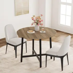 Round Dining Table for 2, 31''  Kitchen Table with Sturdy Metal Frame – Wood Circle Table Space‑Saving Design for Dining Room, Kitchen + Chairs
