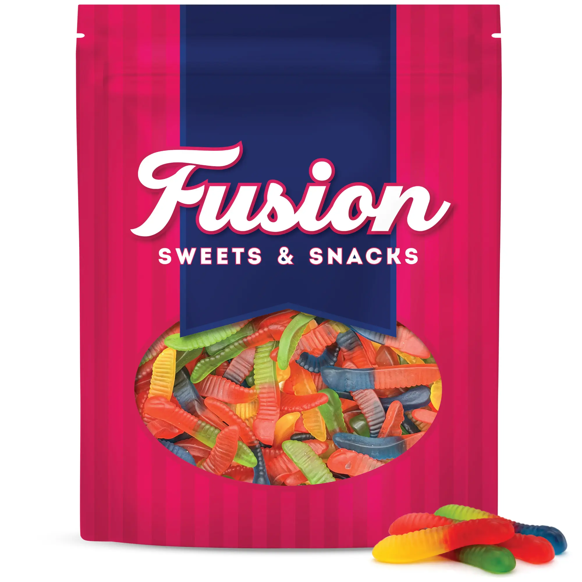 Classic Gummy Worms Candy, 1 lb Bag, 100 Pieces, Assorted Flavors Fruit & Chewy, Made With Real Fruit Juice, Bulk Candies for Parties, All Ages Party Snacks