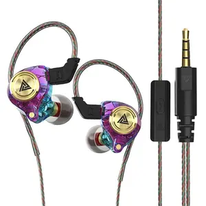 QKZ AK3 In Ear Monitor Headphones, Portable 3.5mm Wired Gaming IEM In-ear Earphones Ear Buds, HiFi Stereo Headphones Cool Clear IEM in Ear Inear Monitors Earbuds for Singers Musicians with Mic