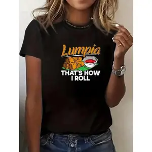 cotton Philippines Lumpia Spring Roll T Shirt - Filipino Food Quote T-Shirt casual Fashion graphic tees for women