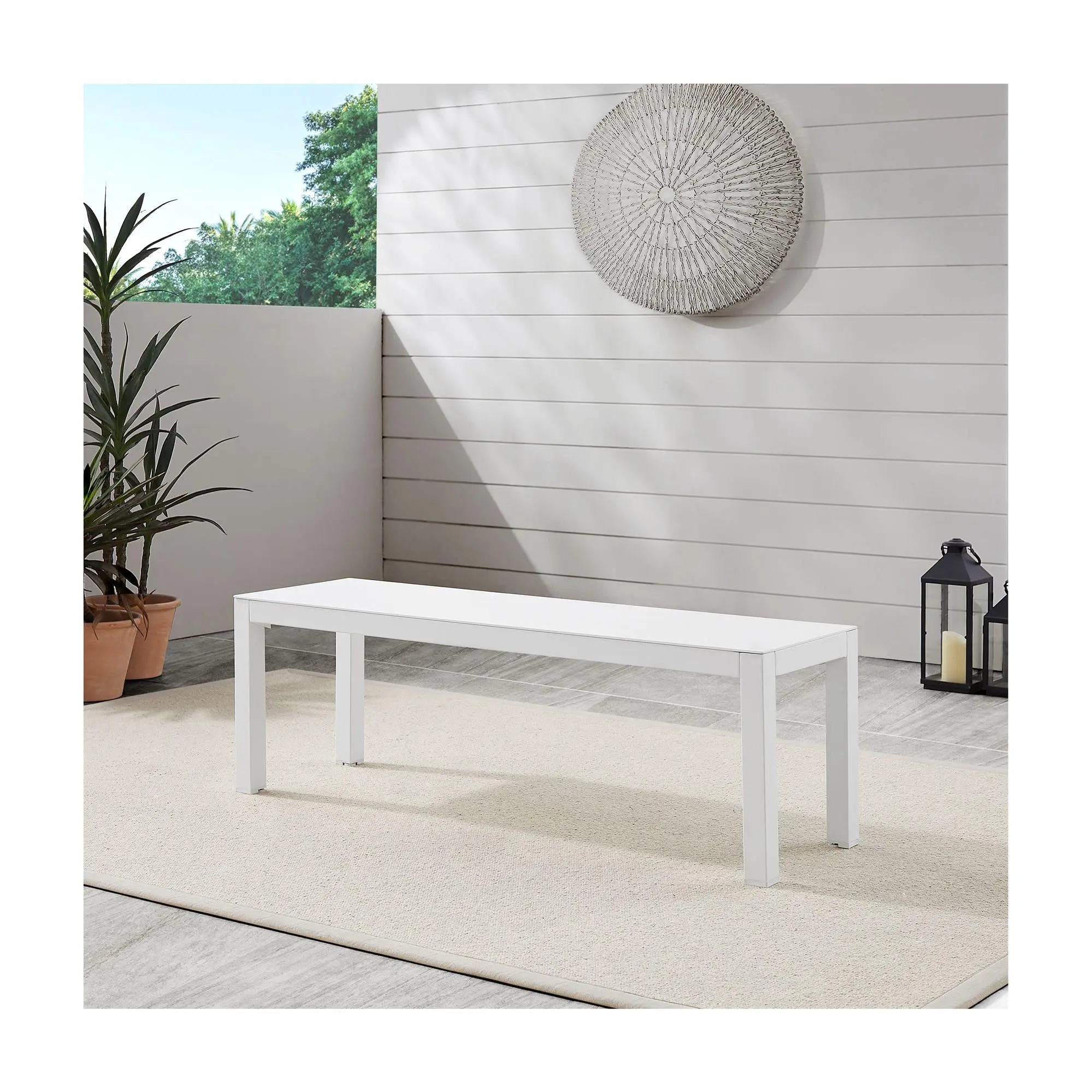 Linon Home Holland Aluminum Outdoor Bench White