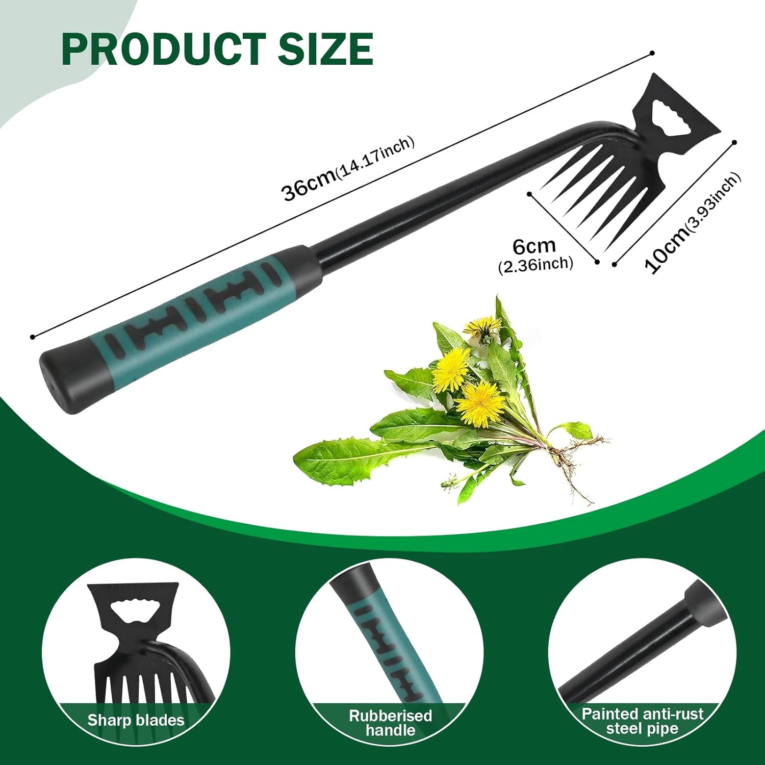 Weed Remover Tool,Portable Garden Weeder Tool,2026 New Gardening Weeding Tools,for Garden Hand Tools for Vegetable Gardening Backyard Farm Planting & Uprooting Weeding Tool (6 Teeth)