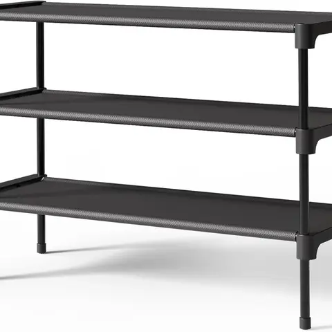 Shoe Rack - Non-Woven Shoe Rack Shelf, Shoe Organizer for Closet, Entryway, Garage & Corridor, Stackable Shoe Shelves, 27.5" Wide - 3 Tier, Black