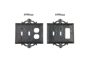 Spanish Scroll Iron Triple Switch Plate Toggle, Duplex and GFI Mix