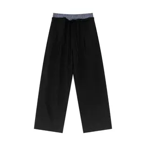 Plaid Contrast Waist Pants