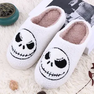 Halloween Skull-smirk Non-slip House Shoes for Women and Men - Warm Indoor Slippers - Girl, Footwear winter slipper Women's Cartoon Slide Flipflop